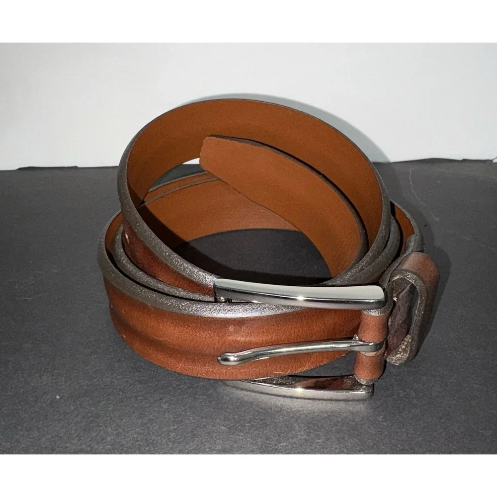 Allen Edmonds Mens Belt 107/42 Walnut Leather Solid Brass Buckle USA 67507